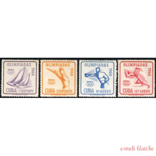 BA2/DEP1 Cuba 532/33 + A 212/13 1960 Olimpiadas Roma MNH