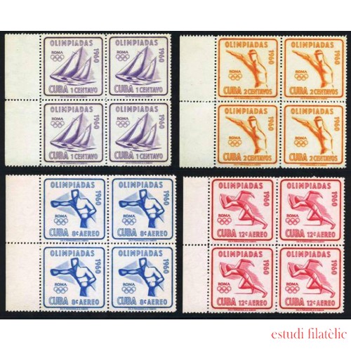 BA1/DEP3 Cuba 532/33 + A 212/13 Bl.4 1960 Olimpiadas Roma MNH