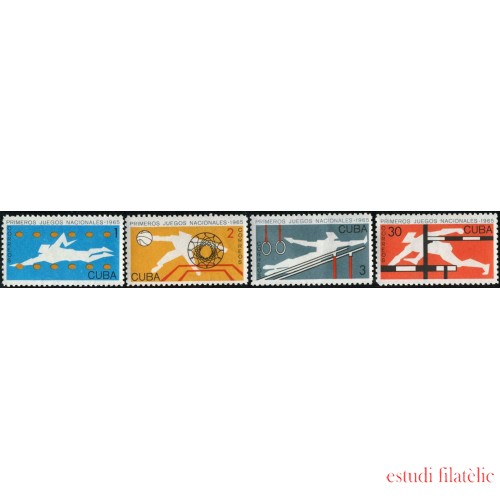 DEP4  Cuba 872/75 1965 Primeros juegos deportivos Nacionales MNH