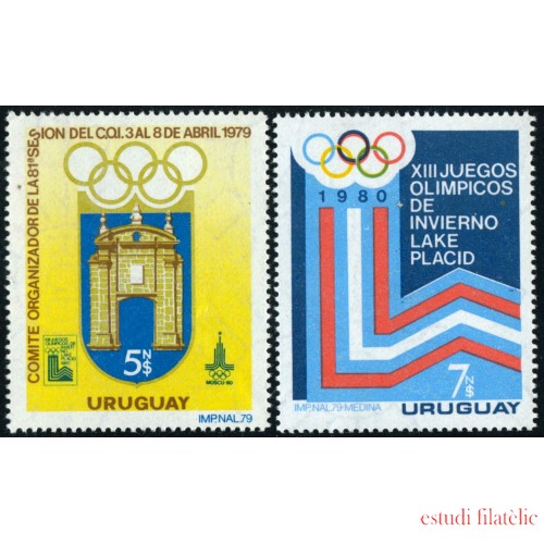 DEP5 Uruguay 1014/15 1979 Uruguay 79 Exposición Filatélica Internacional Juegos Olímpicos de 1980 MNH