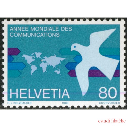 FAU5  Suiza Switzerland 1188 1983 Mapa del mundo, flechas y paloma de la paz  MNH