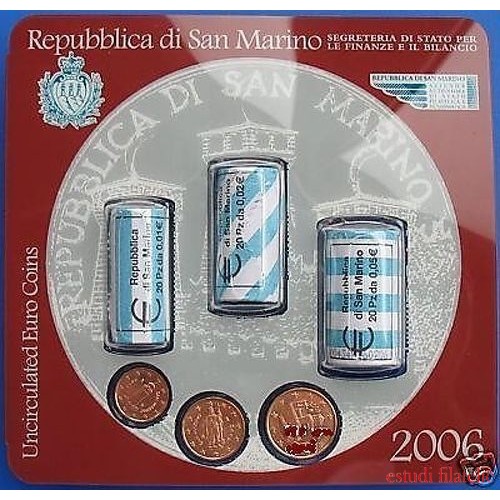 Monedas Euros San Marino Cartera 2006 (1 cts., 2 cts., 5cts.)