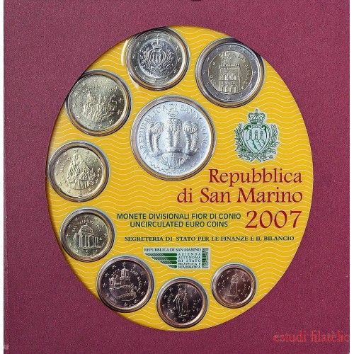 Monedas Euros San Marino Cartera 2007 + 5€ (plata)