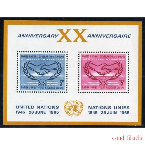 Naciones Unidas New York HB 3 1965 20º Aniversario de la ONU MNH