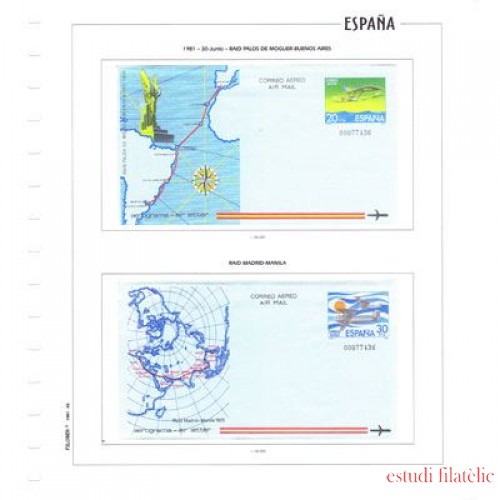 Hojas sellos España Filober color Aerográmas 1981 sin montar