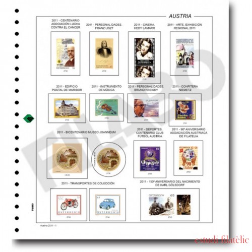Filabo hojas álbum de sellos de Austria montado con protectores 1970-1976