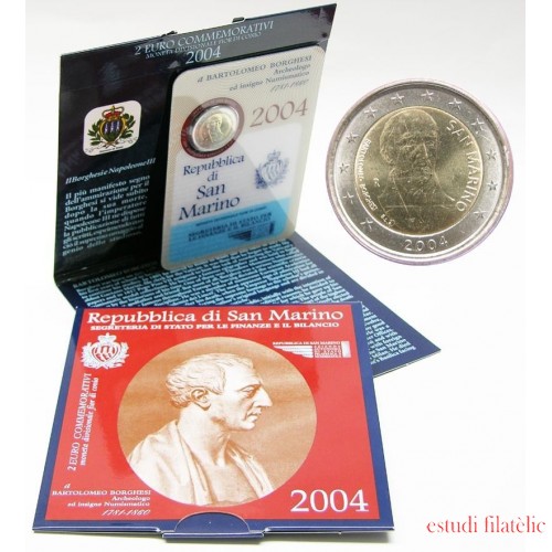 San Marino 2 euros conmemorativos 2004 Bartolomeo Borghesi Blister 