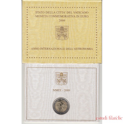 Vaticano 2009 Cartera Oficial Moneda 2 € euros Conmemorativos Año Inter. Astronomía 