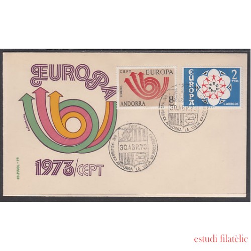 Andorra Española 85/86 1973 Europa SPD Sobre Primer día