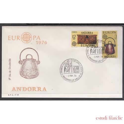 Andorra Española 102/03 1976 Europa Artesania SPD Sobre Primer día