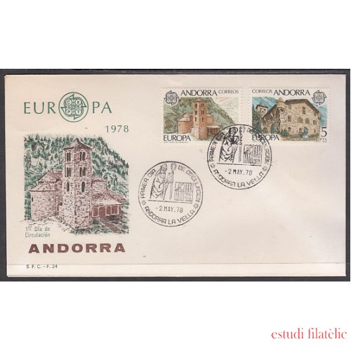 Andorra Española 117/18 1978 Europa SPD Sobre Primer día 