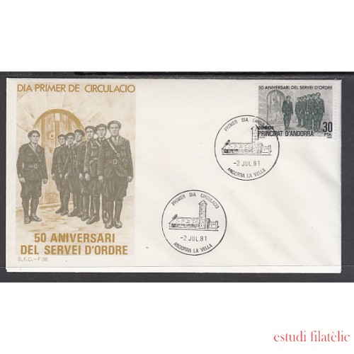 Andorra Española 142 1981 Servei i Ordre SPD Sobre Primer día