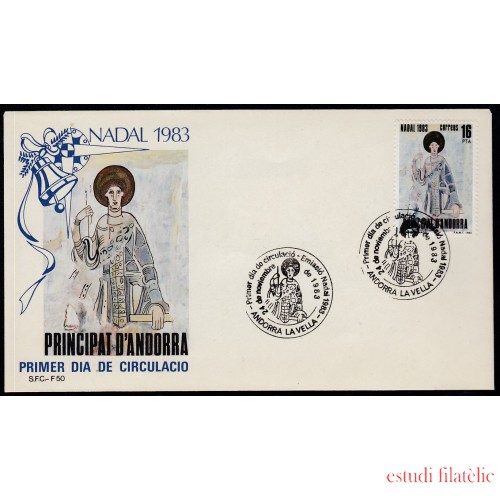 Andorra Española 174 1983 Navidad 83 SPD Sobre Primer día