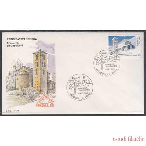 Andorra Española 208  1988 Navidad 88 SPD Sobre Primer día