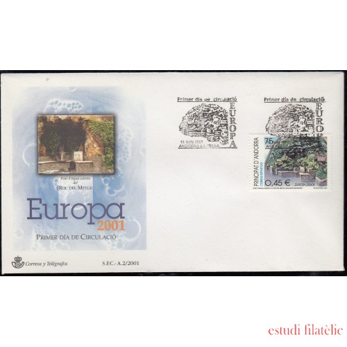 Andorra Española 285 2001 Europa SPD Sobre Primer día