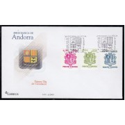 Andorra Española 324/26 2005 Principado de Andorra, escudos SPD Sobre Primer día 