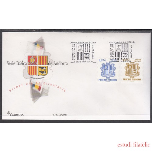 Andorra Española 335/36 2006 Principado de Andorra, escudos SPD Sobre Primer día