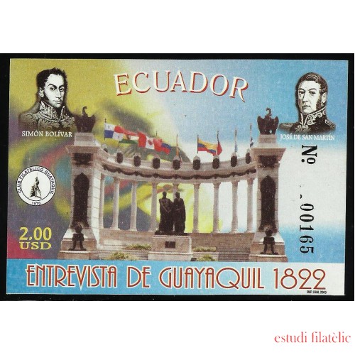 Ecuador Hojita Block 130 2005 Entrevista de Guayaquil Simon Bolívar San Martín MNH