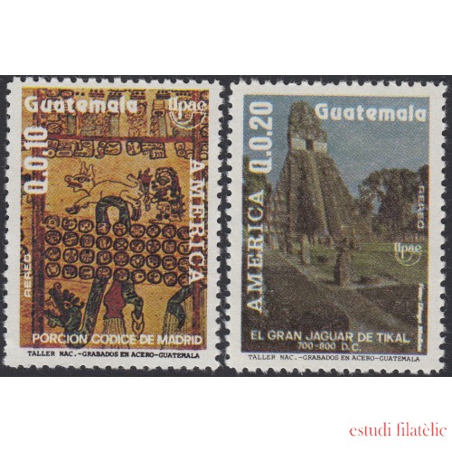 Upaep Guatemala 829/30 1989 Manuscrito Tikal MNH