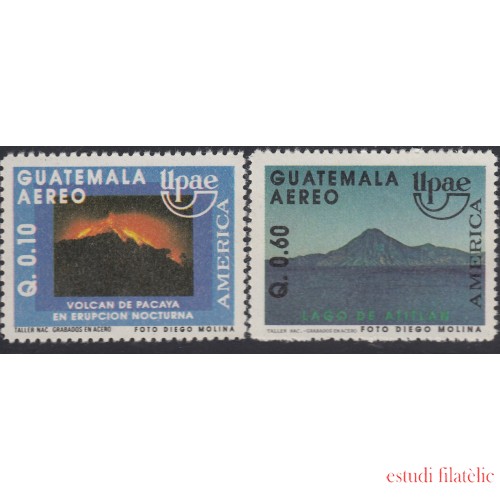 Upaep Guatemala 838 A y B 1990 Volcán Pacaya Lago de Atitlan MNH