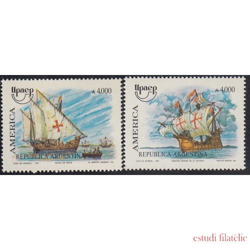 Upaep Argentina 1755/56 1991 Nave Ntra Sra de la Victoria y Juan Díaz Solis MNH