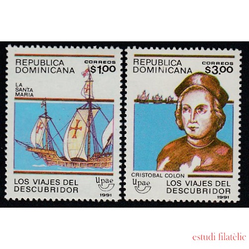 Upaep Rep. Dominicana 1088A/1088B 1991 Hojas completas Colón Colombus Sta María MNH