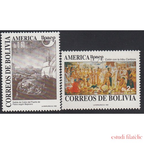 Upaep Bolivia 798/99 1992 Colón Columbus tribu Caribisis Puerto de Palos MNH