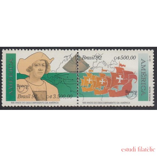 Upaep Brasil 2062/63 1992 Colón Columbus Carabelas mapa de Europa MNH