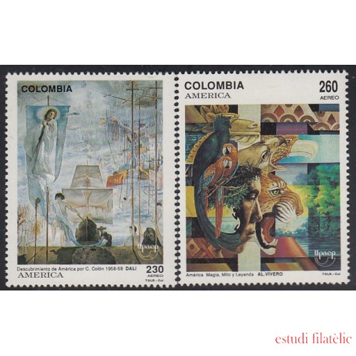 Upaep Colombia 851/52 1992 Pinturas de Salvador Dalí y Alfredo Vívero MNH