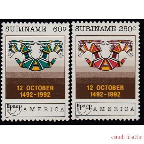 Upaep Suriname 1268/69 1992 Cerámica aborigen MNH