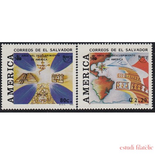 Upaep El Salvador 1160/61 1992 Objetos precolombinos Mapa americano MNH