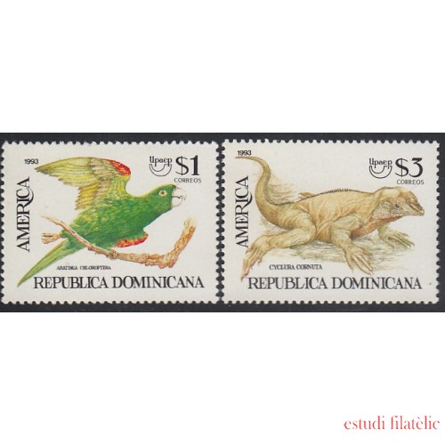 Upaep Rep. Dominicana 1117/18 1993 Aratinga Cyclura pájaros bird fauna  MNH