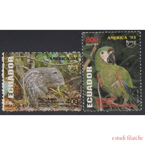 Upaep Ecuador 1284/85 1993 Dinomys Ara pajáros bird fauna MNH