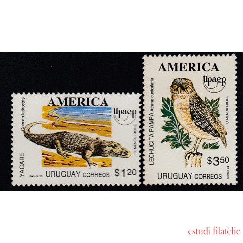 Upaep Uruguay 1463/64 1993 fauna Caiman latirostris Speotyto cunicularia MNH