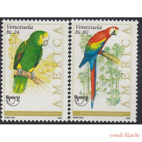 Upaep Venezuela 1644/45 1993 Amazona bardanensis Ara macao pájaros bird fauna MNH