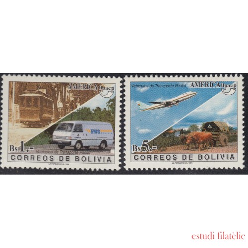 Upaep Bolivia 882/83 1994 Tranvía Furgoneta Carro  Avión MNH