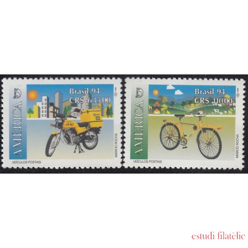 Upaep Brasil 2165/66 1994 Bicicleta Motocicleta Motorcycle Bicycle MNH