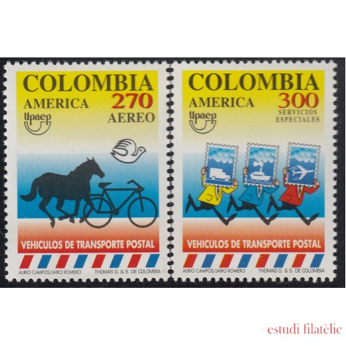 Upaep Colombia 890 1022 1994 Caballo Bicicleta horse Bicycle  Personajes llevando sellos MNH