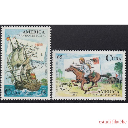 Upaep Cuba 3418/19 1994 Correo naval SXVIII a caballo horse  saca MNH