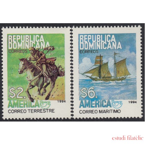 Upaep Rep. Dominicana 1157/58 1994 Correo horse  a caballo y marítimo MNH