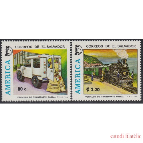 Upaep El Salvador 1217/18 1994 Camión Postal tren train a vapor MNH