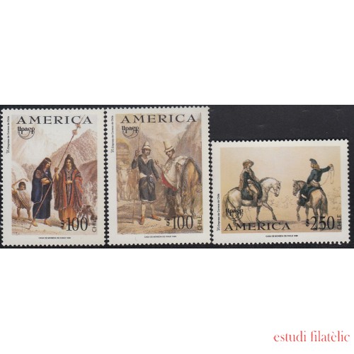 Upaep Chile 1399/01 1996 Dos mujeres y un niño Indios Hombres a Caballo horse MNH