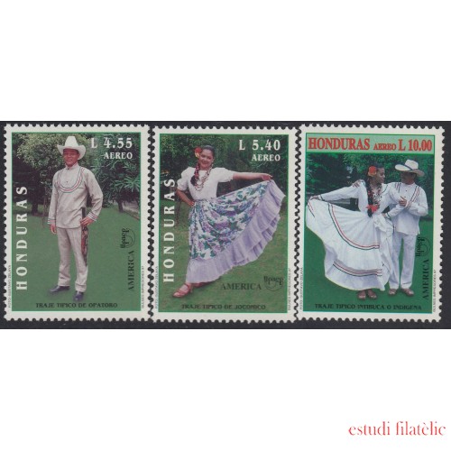 Upaep Honduras 874/76 1996 Traje de Opatoro Jocomino Pareja indígena MNH