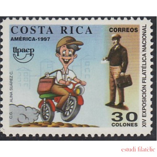 Upaep Costa Rica 618 1997 Cartero en motocicleta motorcycle y a pie MNH