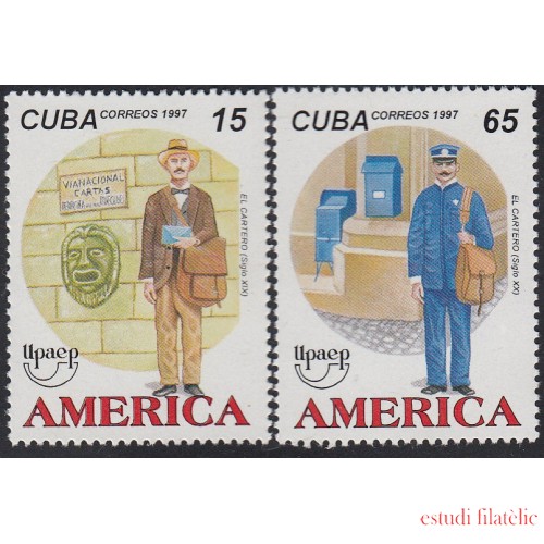 Upaep Cuba 3673/74 1997 Cartero del SXIX y XX MNH