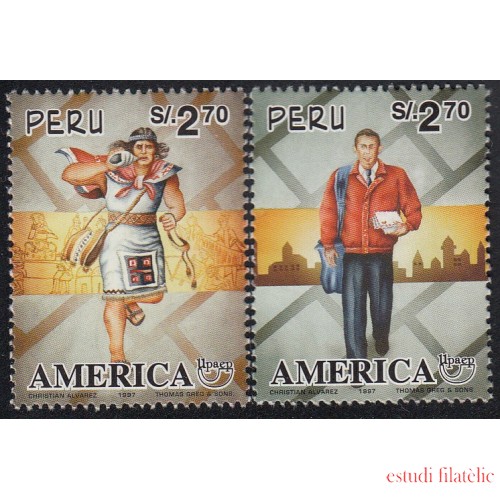 Upaep Perú 1107/08 1997 Mensajero Inca Cartero postman Moderno MNH