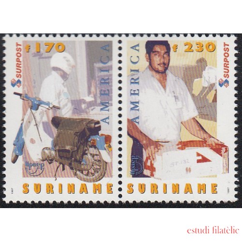 Upaep Suriname 1465/66 1997 Cartero postman  motocicleta motorcycle Paquete MNH