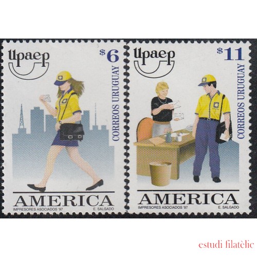 Upaep Uruguay 1670/71 1997 Chica Cartero postman MNH