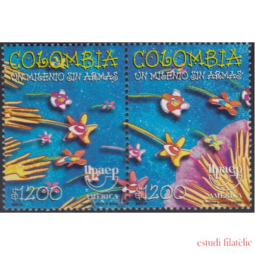 Upaep Colombia 1117/18  654/55 1999 Manos lanzando Flores MNH