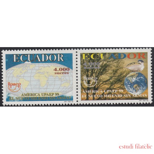 Upaep Ecuador 1473/74 1999 Mapa mundi Paloma y globo terráqueo MNH